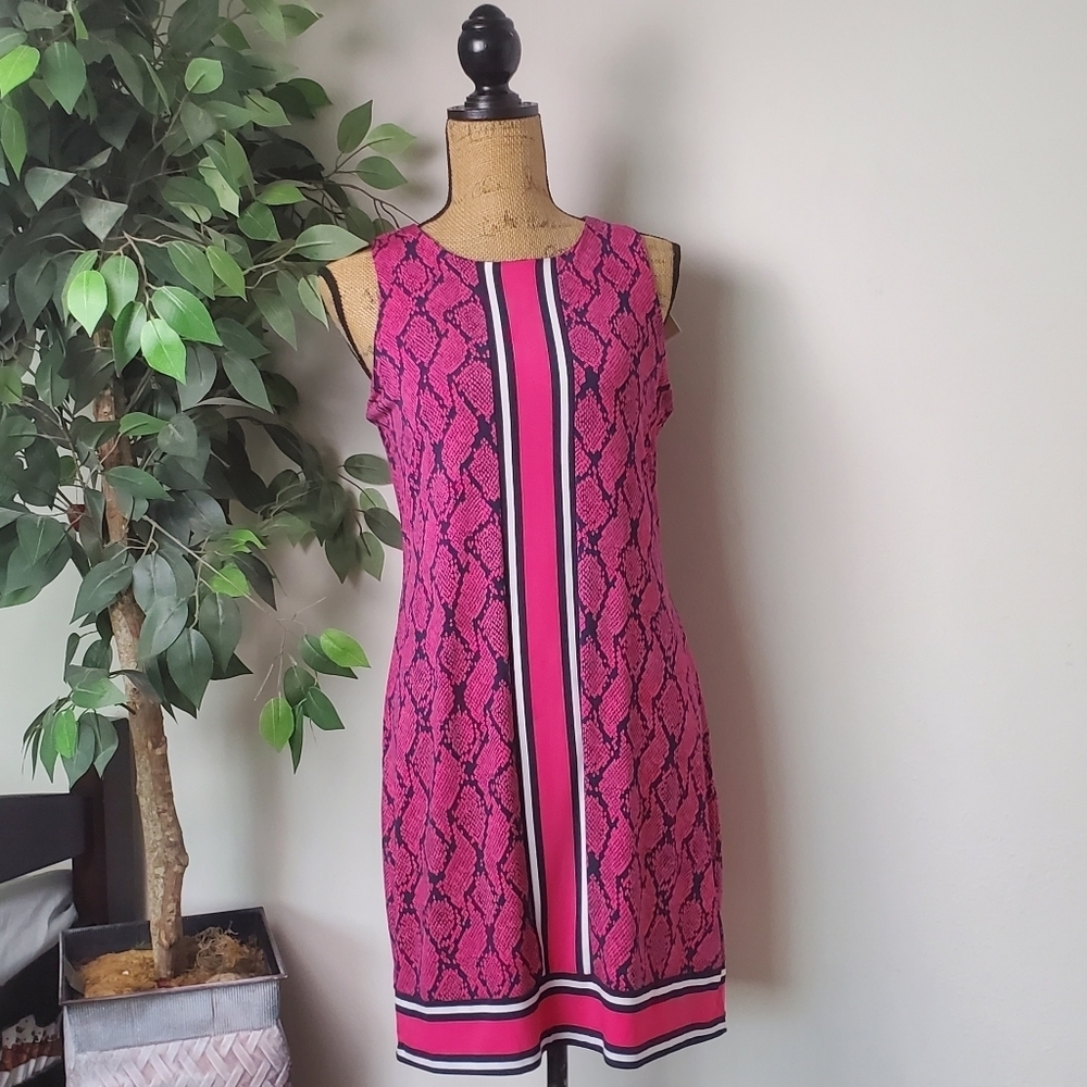 NWT~ Michael Kors Pink Navy Python Snake Print Sh… - image 1